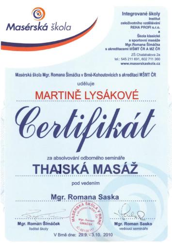 thajska masaz martina lysakova hradec nad moravici